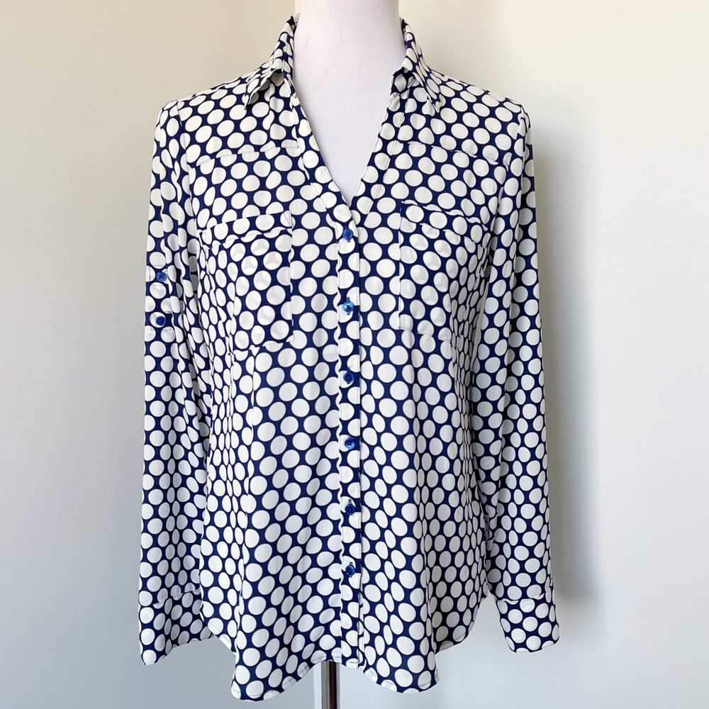 Express Portofino Polka-Dot Button Up Size S - image 1